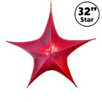 32" Fold Flat Star w/Metallic Mesh Fabric - Red 