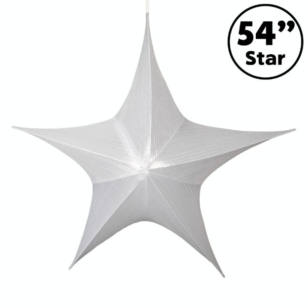 54" Fold Flat Star w/Metallic Mesh Fabric - White