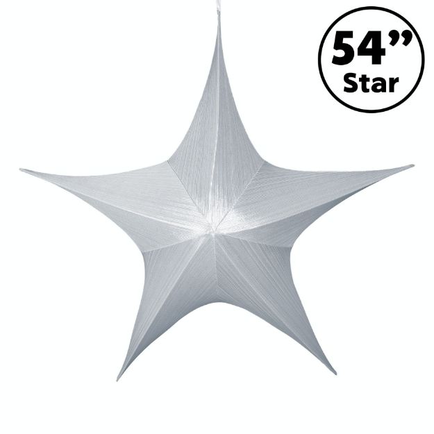 54" Fold Flat Star w/Metallic Mesh Fabric - Silver