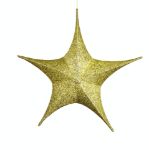 16" Fold Flat Star w/Glitter Mesh Fabric - Gold 