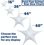 26" Fold Flat Star w/Glitter Mesh Fabric - White