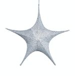 26" Fold Flat Star w/Glitter Mesh Fabric - Silver