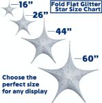 26" Fold Flat Star w/Glitter Mesh Fabric - Silver