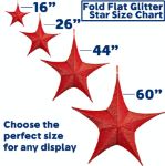 26" Fold Flat Star w/Glitter Mesh Fabric - Red