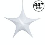 44" Fold Flat Star w/Glitter Mesh Fabric - White