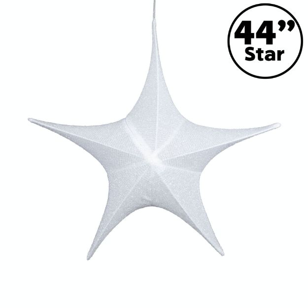 44" Fold Flat Star w/Glitter Mesh Fabric - White