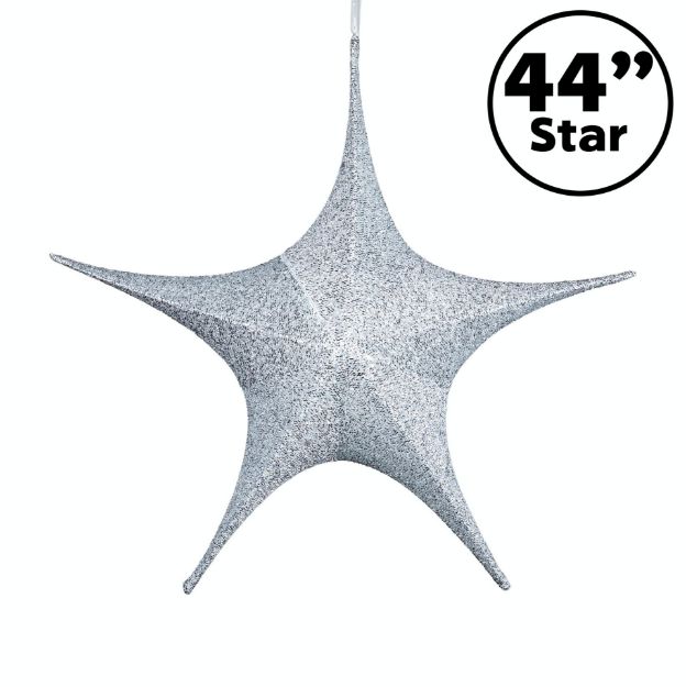 44" Fold Flat Star w/Glitter Mesh Fabric - Silver