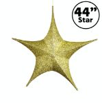 44" Fold Flat Star w/Glitter Mesh Fabric - Gold