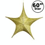 60" Fold Flat Star w/Glitter Mesh Fabric - Gold