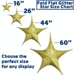 60" Fold Flat Star w/Glitter Mesh Fabric - Gold