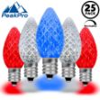 PeakPro Red/White/Blue C7 LED Replacement Bulbs 25 Pack