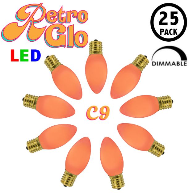 C9 RetroGlo Vintage Orange Ceramic LED Replacement Bulbs - 25 Pack