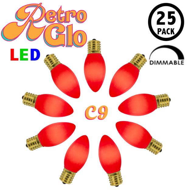 C9 RetroGlo Vintage Red Ceramic LED Replacement Bulbs - 25 Pack