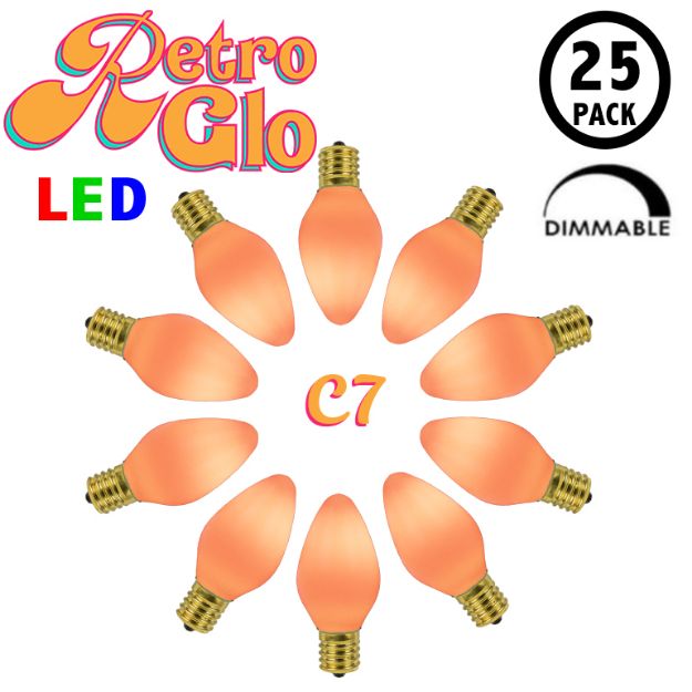 C7 RetroGlo Vintage Orange Ceramic LED Replacement Bulbs - 25 Pack