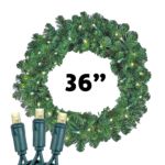 36" Lighted Colorado Pine Wreath 100 Warm White 5mm LEDs