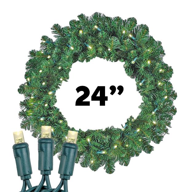 24" Lighted Colorado Pine Wreath