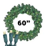 60" Lighted Commercial Colorado Pine Wreath with 400 Warm White 5mm LEDs