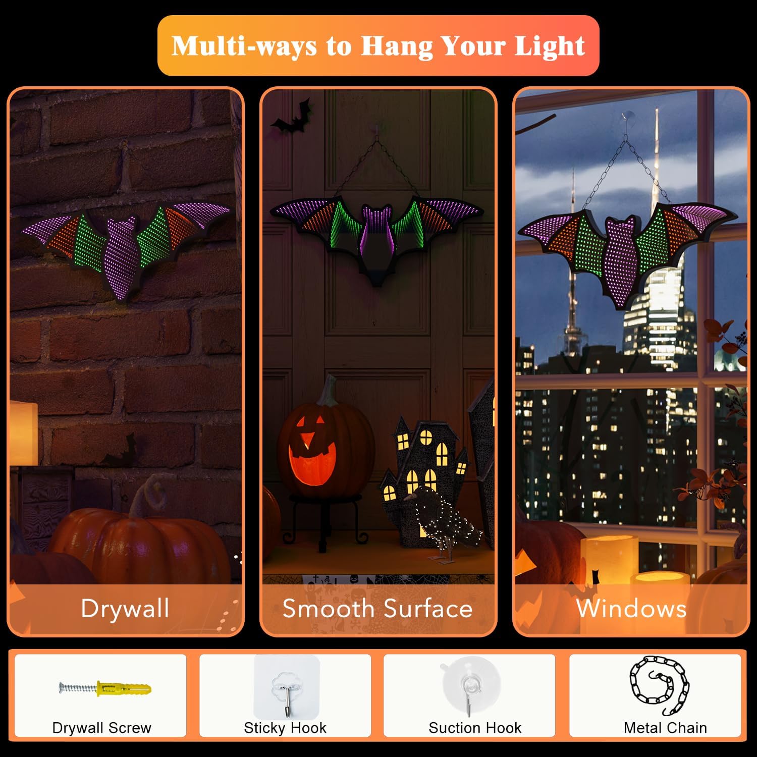 3D LED Bat Infinity MirrorNovelty Lights | LED Christmas Lights | Patio ...