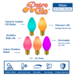 C7 RetroGlo Vintage White Ceramic LED Replacement Bulbs - 25 Pack