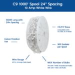 Novelty Lights Select C9 1000' Spool 24" Spacing 10 Amp White Wire
