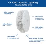 Novelty Lights Select C9 1000' Spool 12" Spacing 10 Amp White Wire