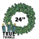 24" Lighted True Twinkle® Deluxe Colorado Pine Wreath