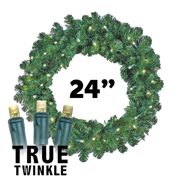 24" Lighted True Twinkle® Deluxe Colorado Pine Wreath