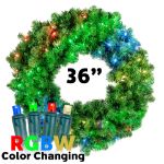 36" Lighted RGBWW Deluxe Colorado Pine Wreath with 100 RGBWW 5mm LEDS