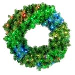 36" Lighted RGBWW Deluxe Colorado Pine Wreath