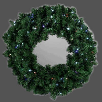 24" Lighted RGBWW Deluxe Colorado Pine Wreath