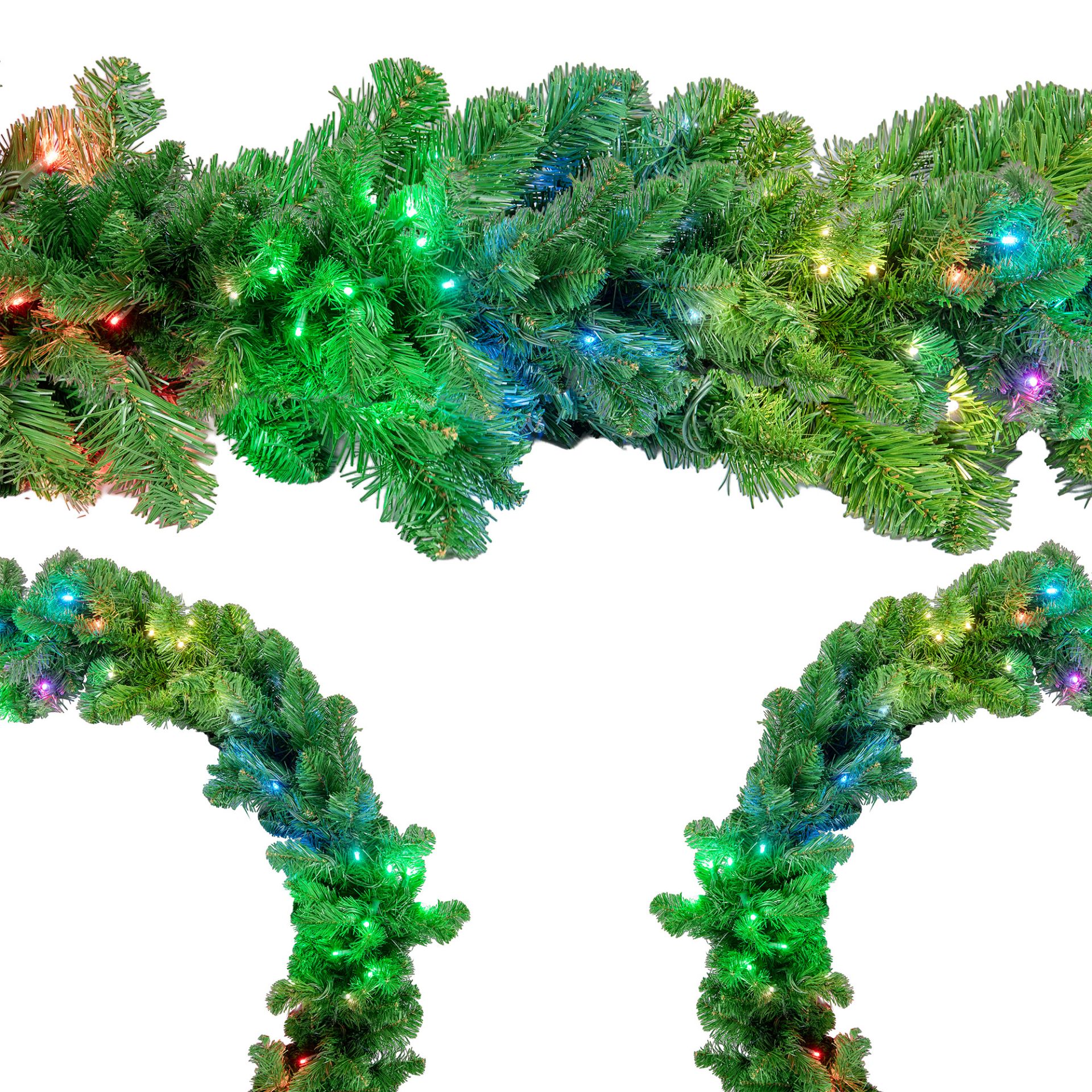 9' Lighted RGB+WW (Color Changing) Deluxe Colorado Pine Garland ...