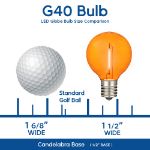 25 LED Filament G40 Globe String Light Set with Transparent Orange Bulbs on Black Wire