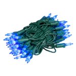 RetroGlo Blue Ceramic Mini Lights 50 Light on Green Wire 11 Feet Long