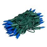 RetroGlo Blue Ceramic Mini Lights 50 Light on Green Wire 11 Feet Long
