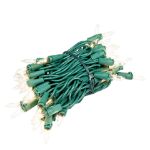 RetroGlo Clear Mini Lights 50 Light on Green Wire 11 Feet Long