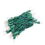 RetroGlo Clear Mini Lights 50 Light on Green Wire 11 Feet Long