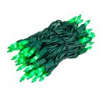 RetroGlo Green Ceramic Mini Lights 50 Light on Green Wire 11 Feet Long