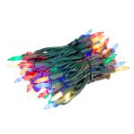 RetroGlo Multi Color Ceramic Mini Lights 50 Light on Green Wire 11 Feet Long