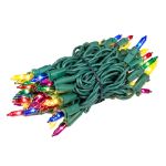 RetroGlo Multi Color Mini Lights 50 Light on Green Wire 11 Feet Long