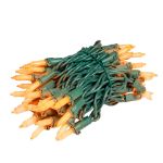 RetroGlo Orange Ceramic Mini Lights 50 Light on Green Wire 11 Feet Long
