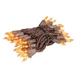 RetroGlo Orange Mini Lights 50 Light on Brown Wire 11 Feet Long