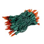 RetroGlo Orange Mini Lights 50 Light on Green Wire 11 Feet Long