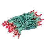 RetroGlo Red Mini Lights 50 Light on Green Wire 11 Feet Long