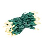 RetroGlo White Ceramic Mini Lights 50 Light on Green Wire 11 Feet Long