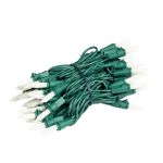 RetroGlo White Ceramic Mini Lights 50 Light on Green Wire 11 Feet Long