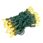 RetroGlo Yellow Mini Lights 50 Light on Green Wire 11 Feet Long