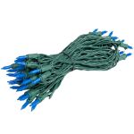 RetroGlo Blue Ceramic Mini Lights 50 Light on Green Wire 25 Feet Long