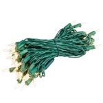 RetroGlo Clear Mini Lights 50 Light on Green Wire 25 Feet Long