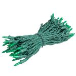 RetroGlo Green Ceramic Mini Lights 50 Light on Green Wire 25 Feet Long