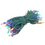 RetroGlo Multi Color Ceramic Mini Lights 50 Light on Green Wire 25 Feet Long